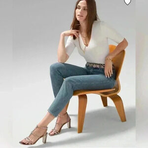 White House Black Market High Rise Sculpt Slim Jeans Medium Wash Size 4 NWT